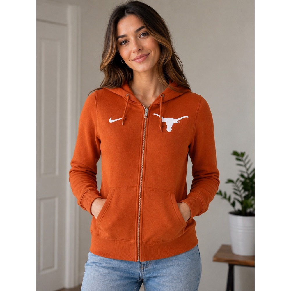 Nike University of Texas Longhorns Burnt Orange Full Zip Hoodie Womens XS UT